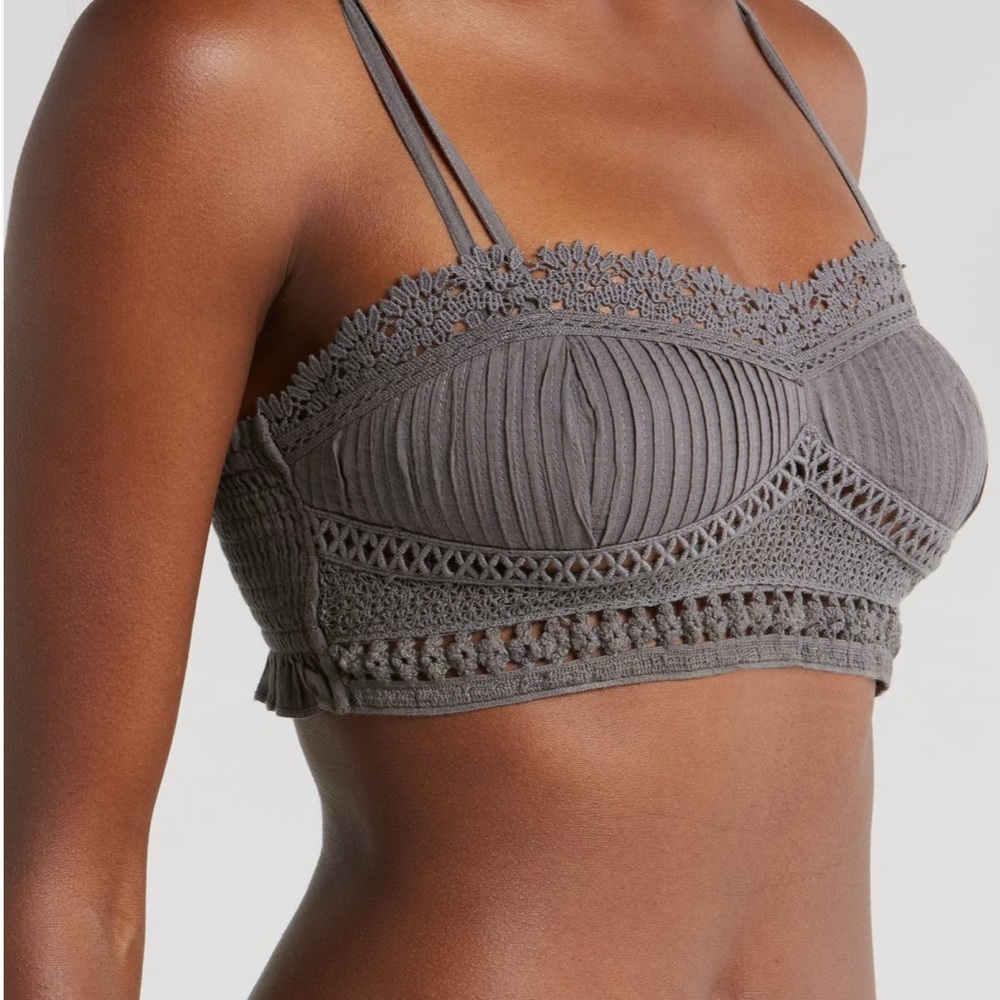 Free People Tallulah Lace Trim Bralette in Mauve Size M NWT $48 - Picture 3 of 6